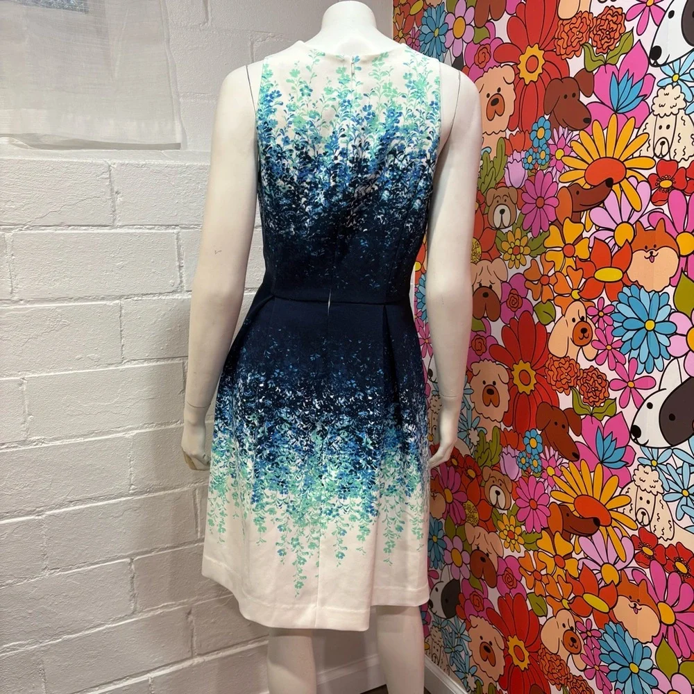 Elegant Blue and White Sleeveless Dress - Picture 3 of 4